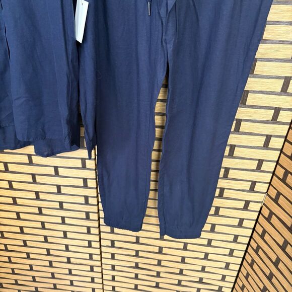Needle & Cloth‎ Navy Linen Blend Button Down Shirt And Jogger Set Size XS - Picture 4 of 8